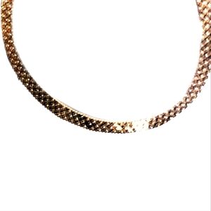Monet Wide Gold Herringbone Necklace Signed